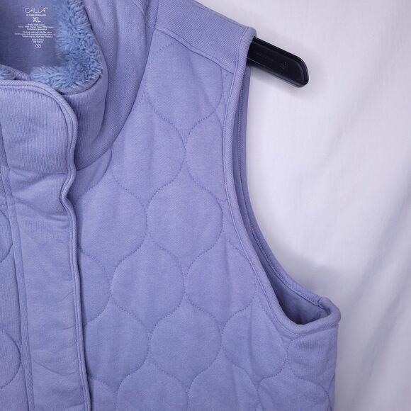 Calia By Carrie Underwood Vest XL Quilted Fur Trim Gray Pearl - Picture 4 of 9